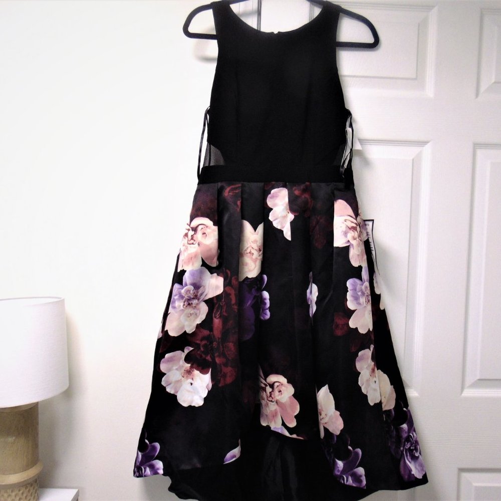 XSCAPE Women's Floral Satin High-Low gown -Size: 8